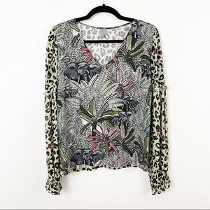 BLANK London Sibley Safari Cheetah Print Top Size M